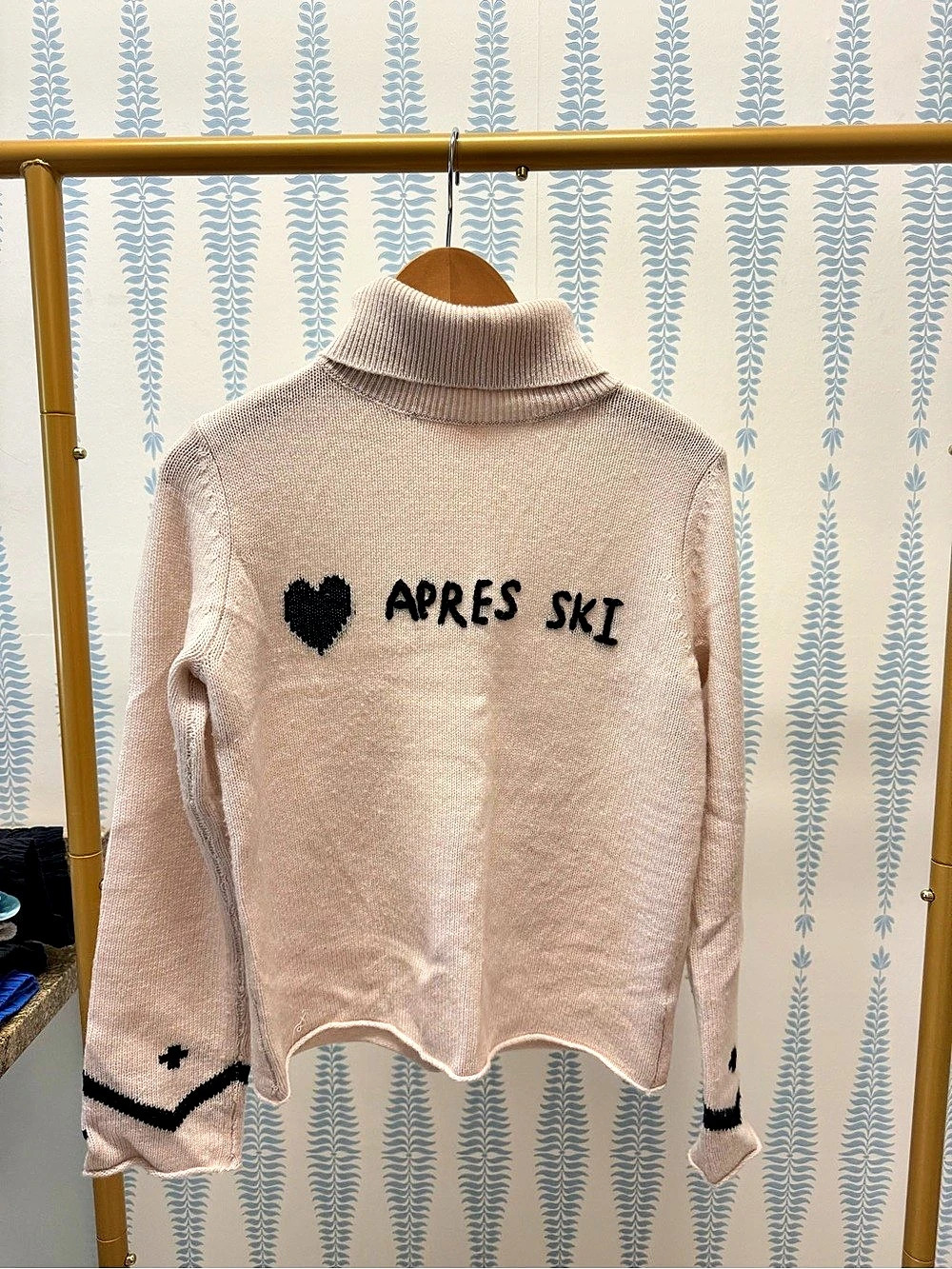 Lisa Todd Apres Ski Turtleneck Sweater Pink & White XS